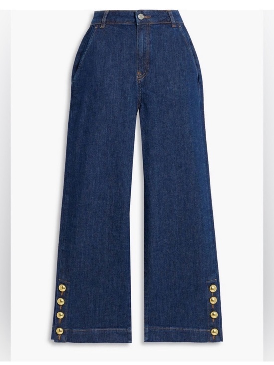 Simkhai Denim - SIMKHAI Hyra Buttoned Vent Cropped Jeans